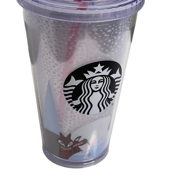 Starbucks Gift Holiday Tumbler Red Fox Snow Cold Cup Traveler 16 oz BPA Free - Picture 5 of 6